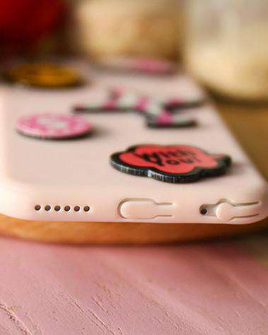 pink Cute Badges iphone Case
