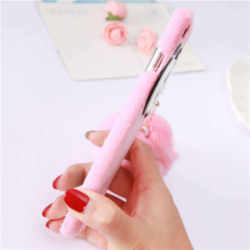 Cute Eyes Pom Pom Pendant Plush Case iPhone cover – JustAndBest India