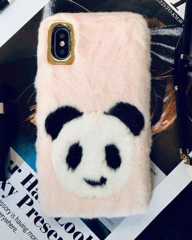 Cute Panda Cosy Fur Luxury Case iPhone cover – JustAndBest India