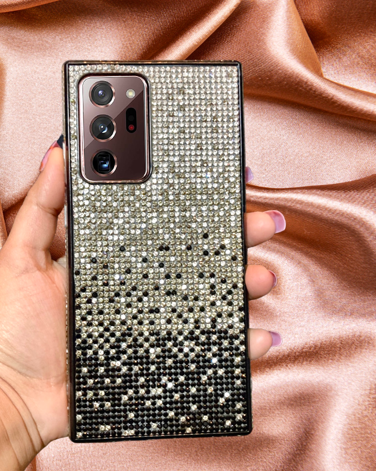 Black & Silver Gradient Rhinestones Samsung Note 20 Cover