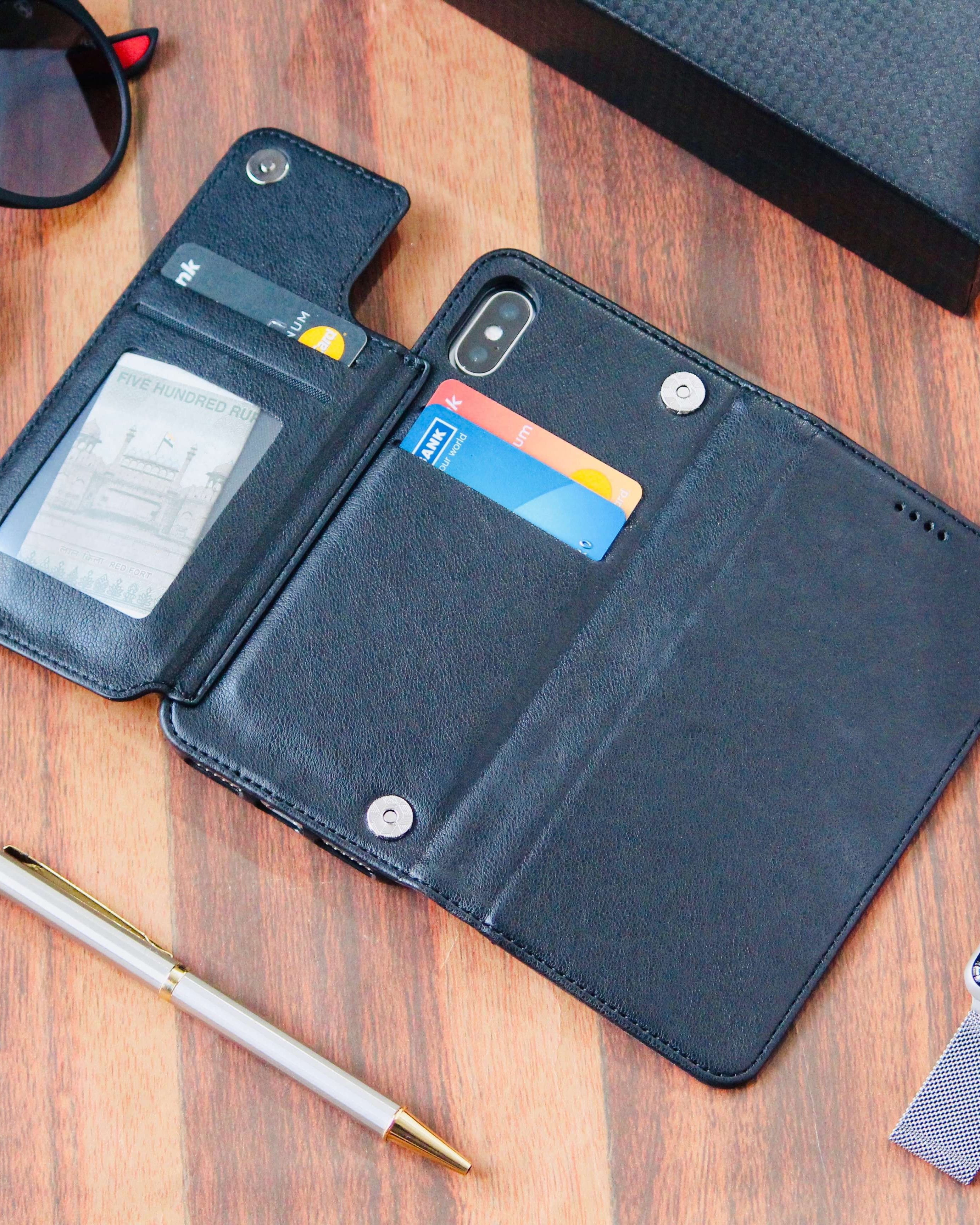 Double Flip Wallet Style Premium Leather Luxury Case iPhone XS / X
