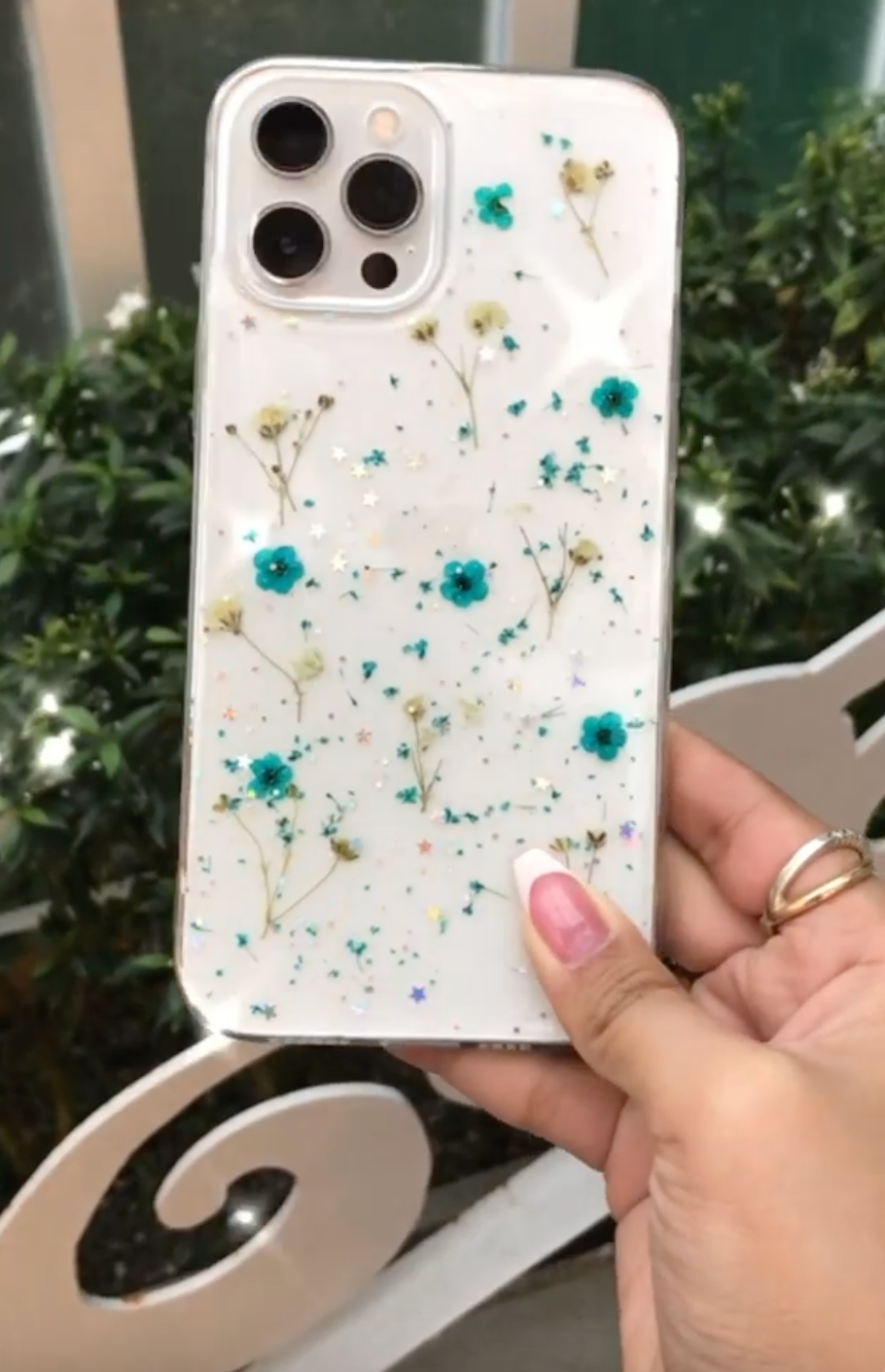 Real Cosmos Floral Glitter Cover iPhone cover – JustAndBest India