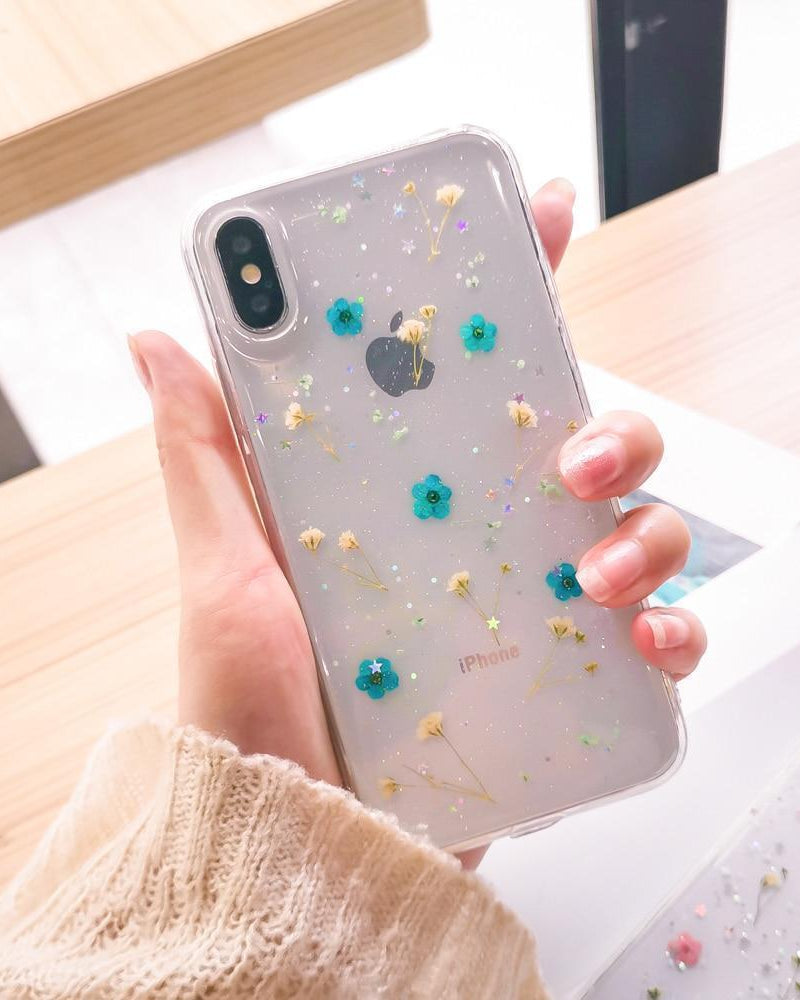 Flowers Glitter Case for iPhone 13