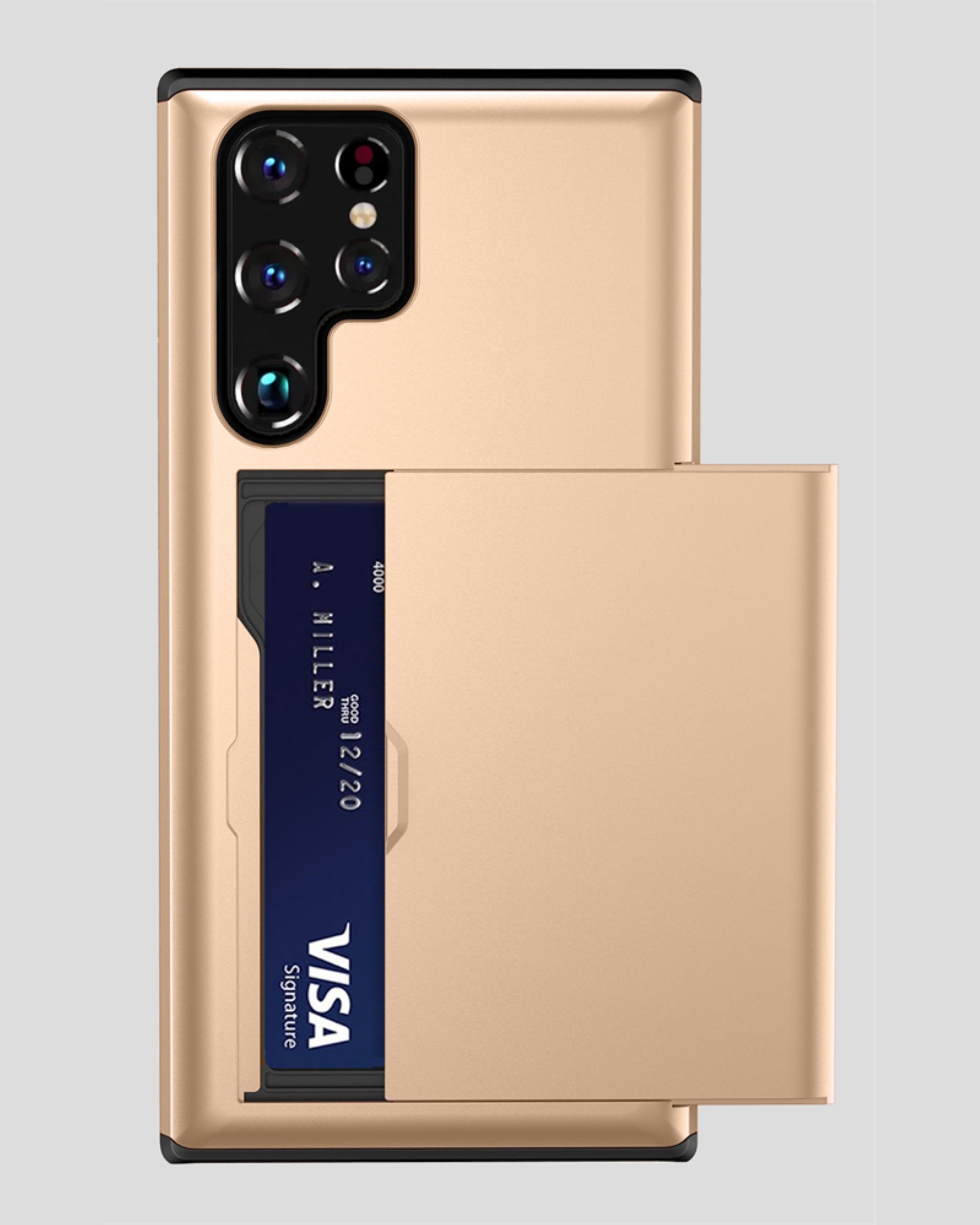 Gold Dual Layer Card Holder Shockproof Case – phone accessory by JustAndBest India