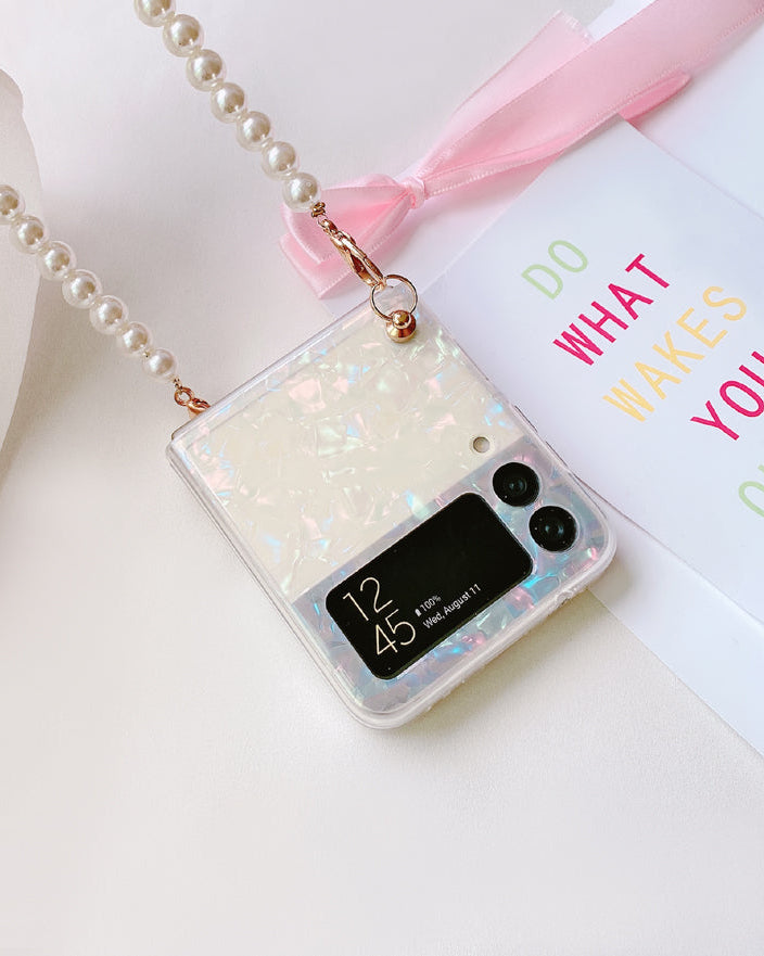 Zazzy Bling Pearl Chain Bracelet Cover for Samsung Z Flip 4