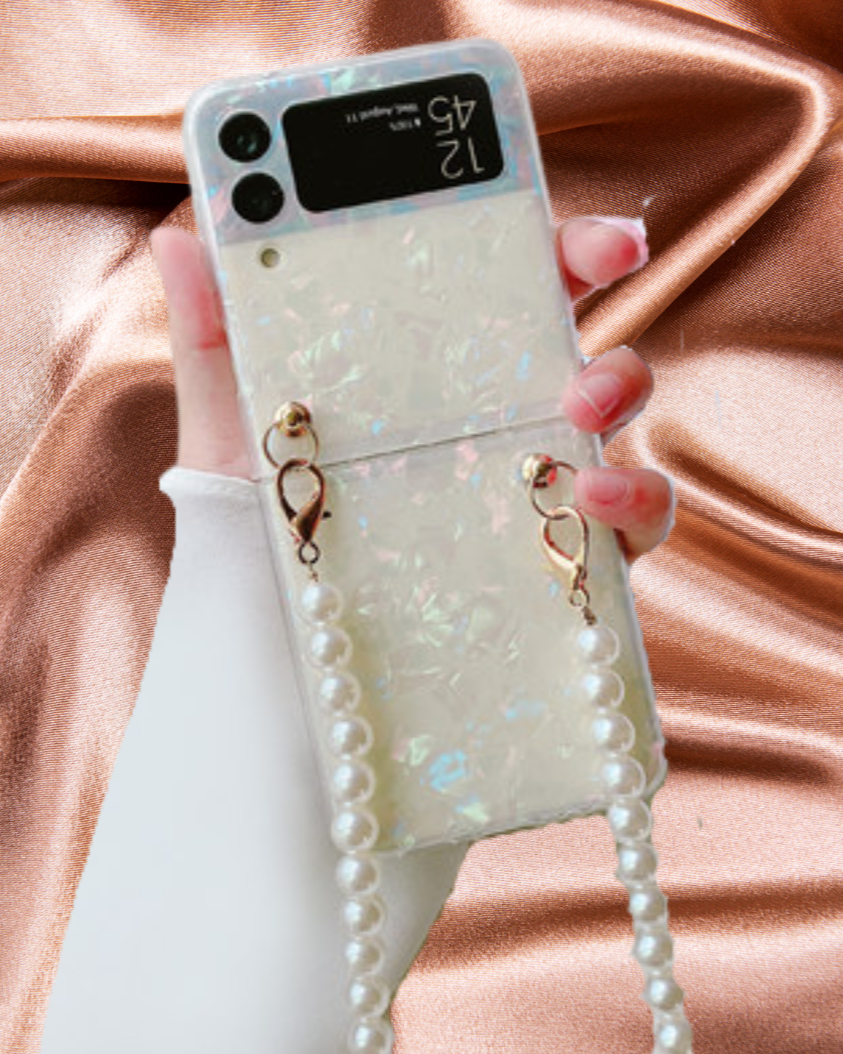 Zazzy Bling Pearl Chain Bracelet Cover for Samsung Z Flip 4