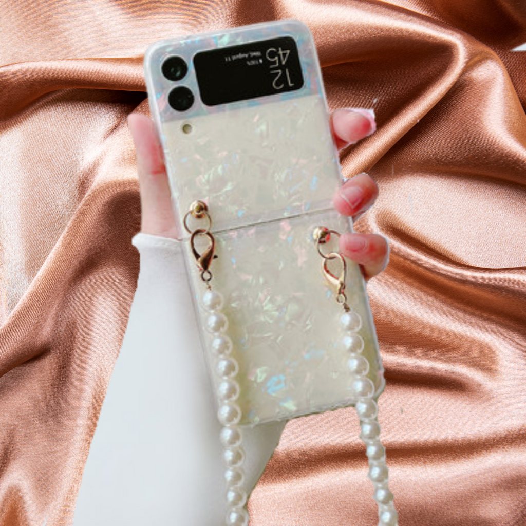Zazzy Bling Pearl Chain Bracelet Cover for Samsung Z Flip 4