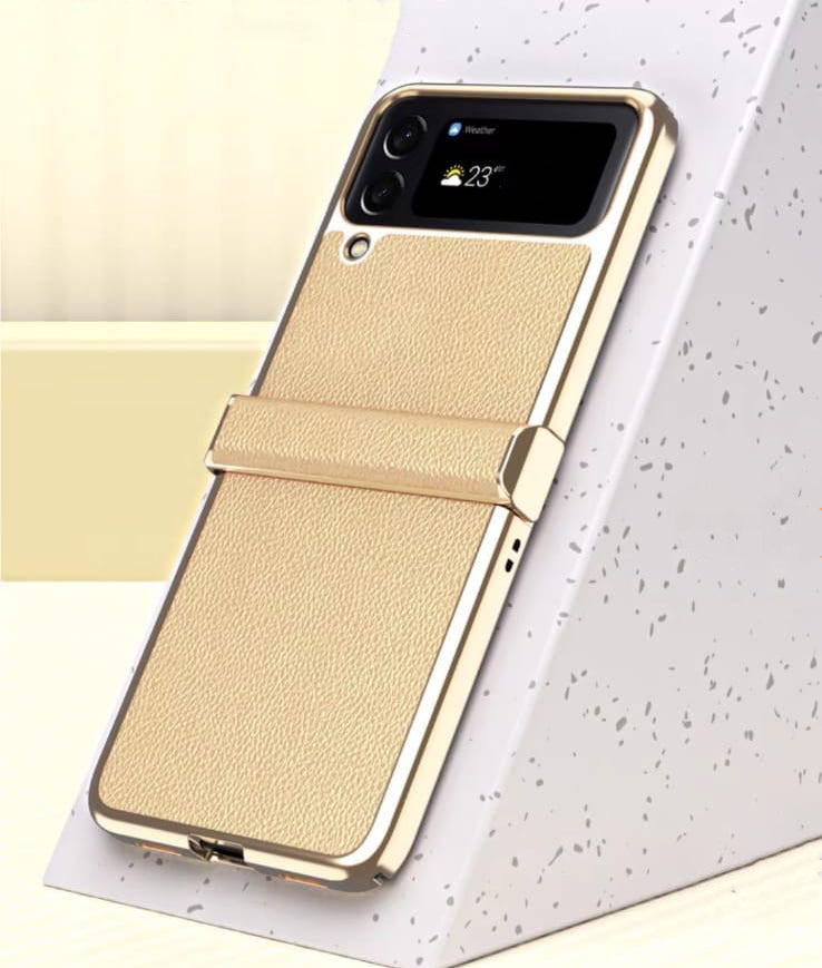 Champagne Gold Leather Premium Slim Cover (with Hinge protection) iPhone cover – JustAndBest India