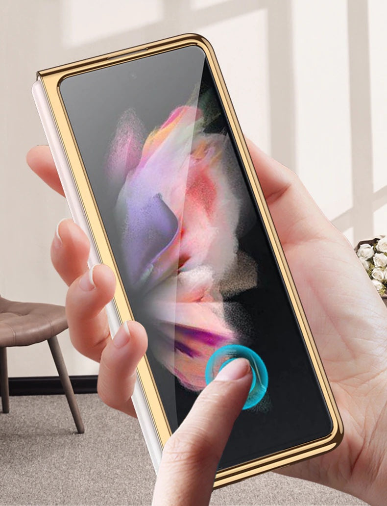 Royal Gold Plated Marble Pattern Luxury Cover(with front glass protector) – phone accessory by JustAndBest India