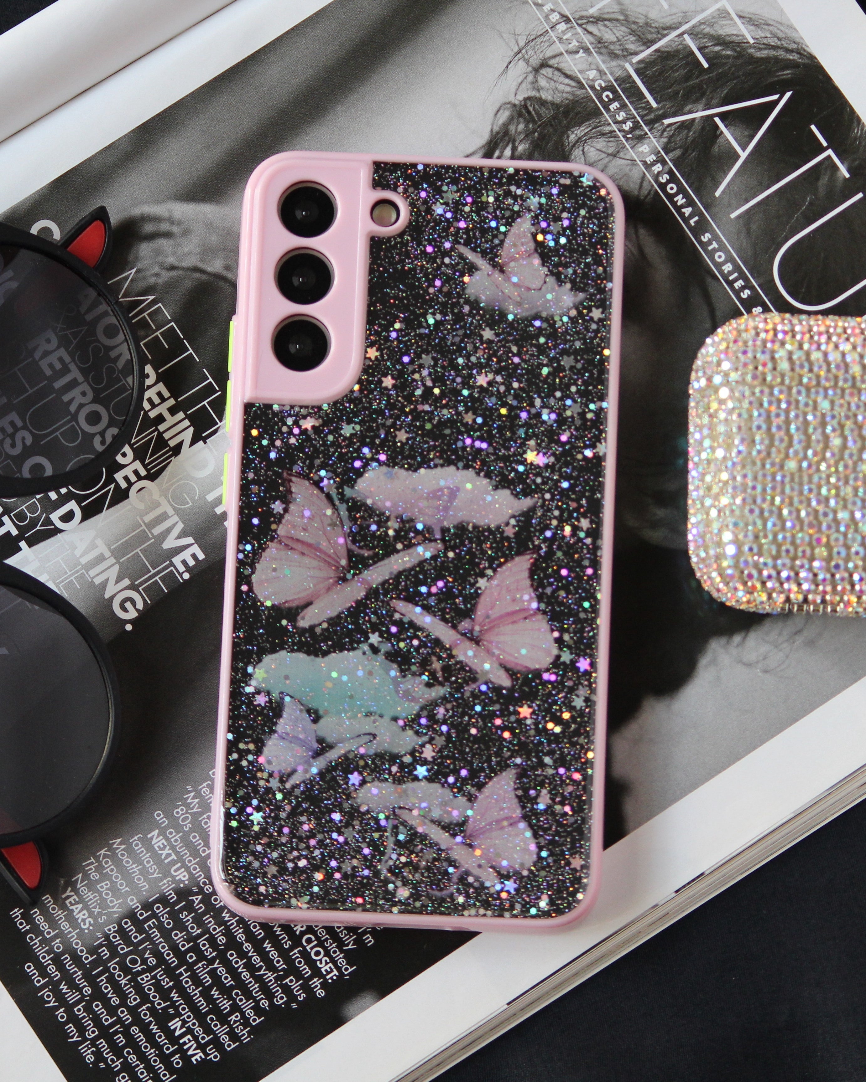 Butterfly Glitter Transparent Luxury Case for Samsung S21