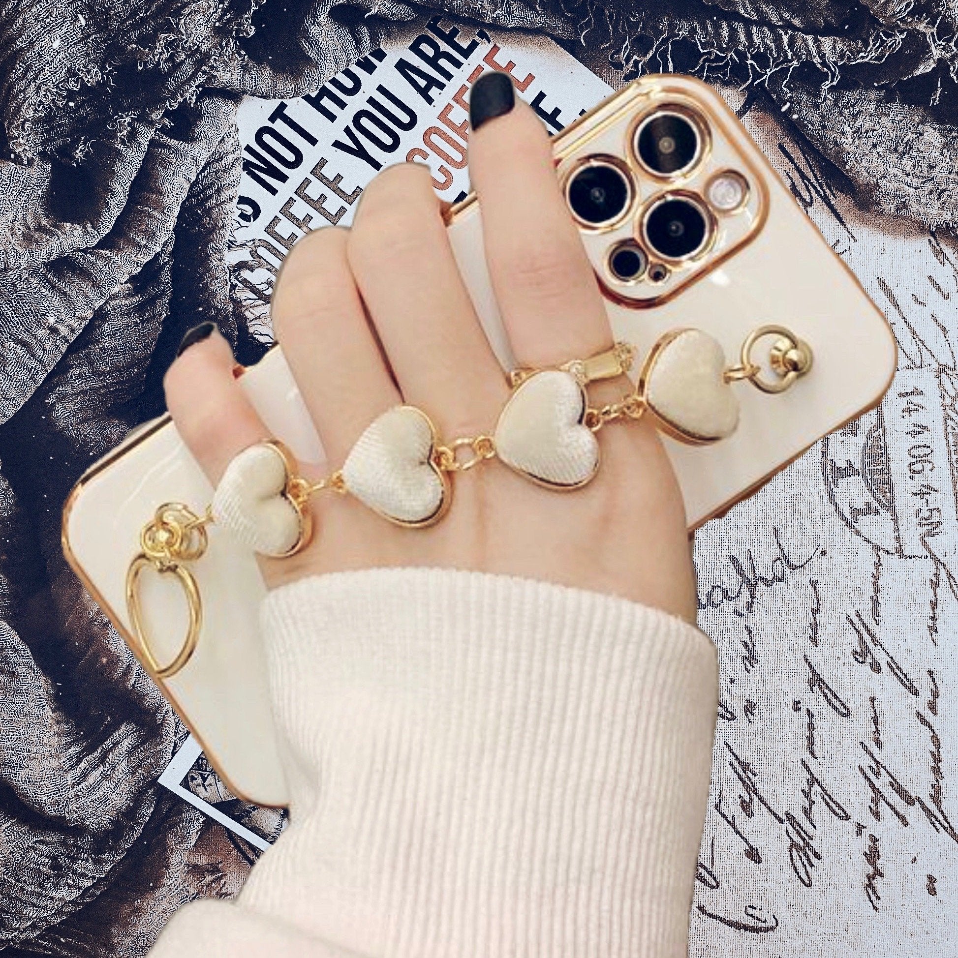 Gold Electroplated Hearts Bracelet Cover iPhone cover – JustAndBest India