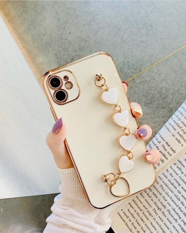 Gold Electroplated Hearts Bracelet Cover for iphone