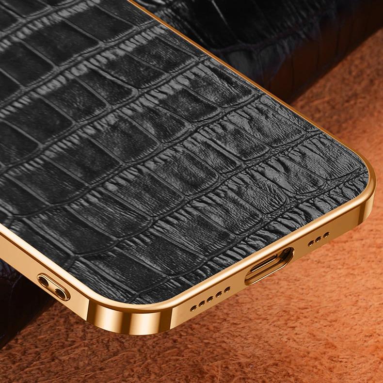 Gold Electroplated Premium Leather Luxury Case iPhone cover – JustAndBest India