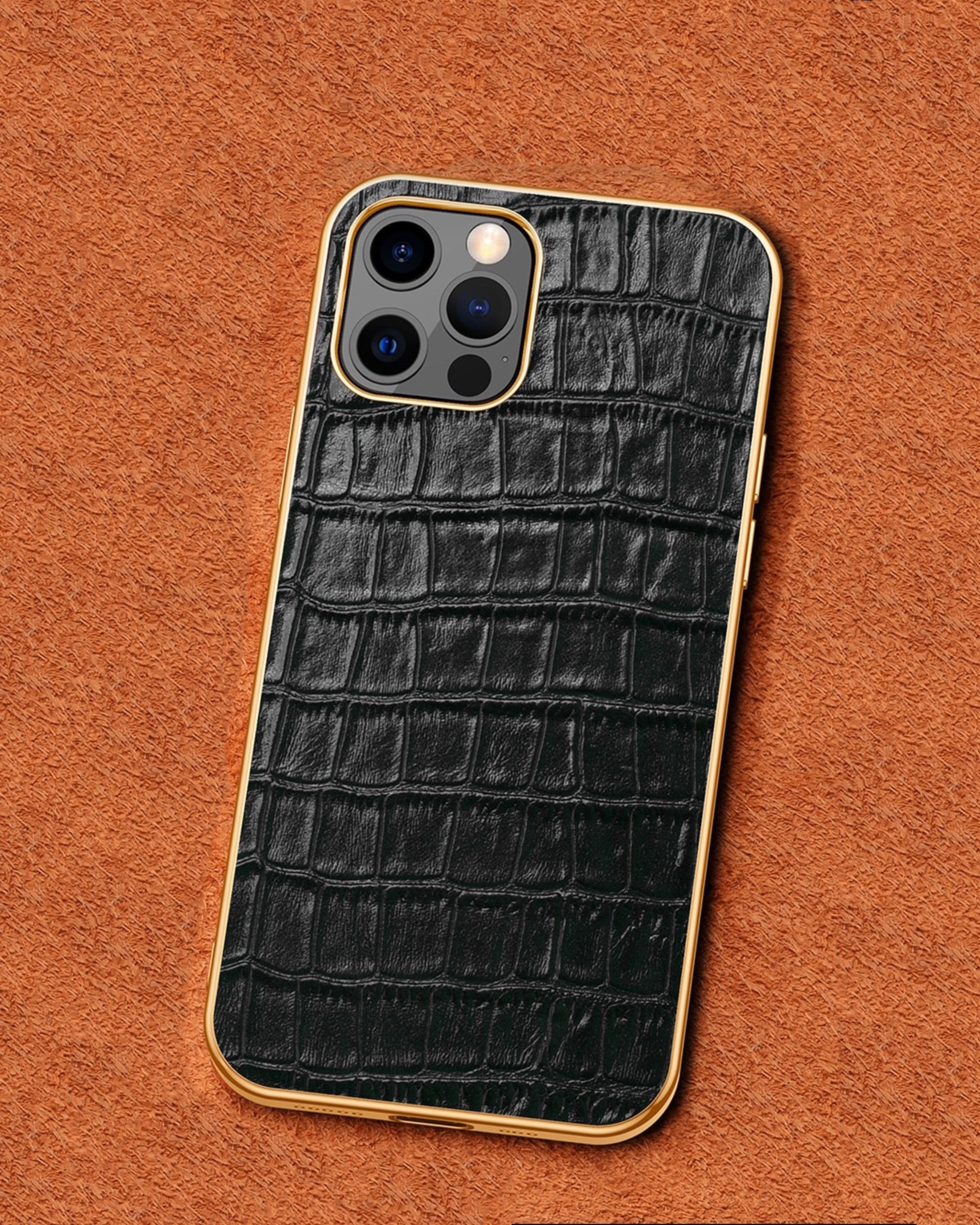 Gold Electroplated Premium Leather Cover for iPhone 11