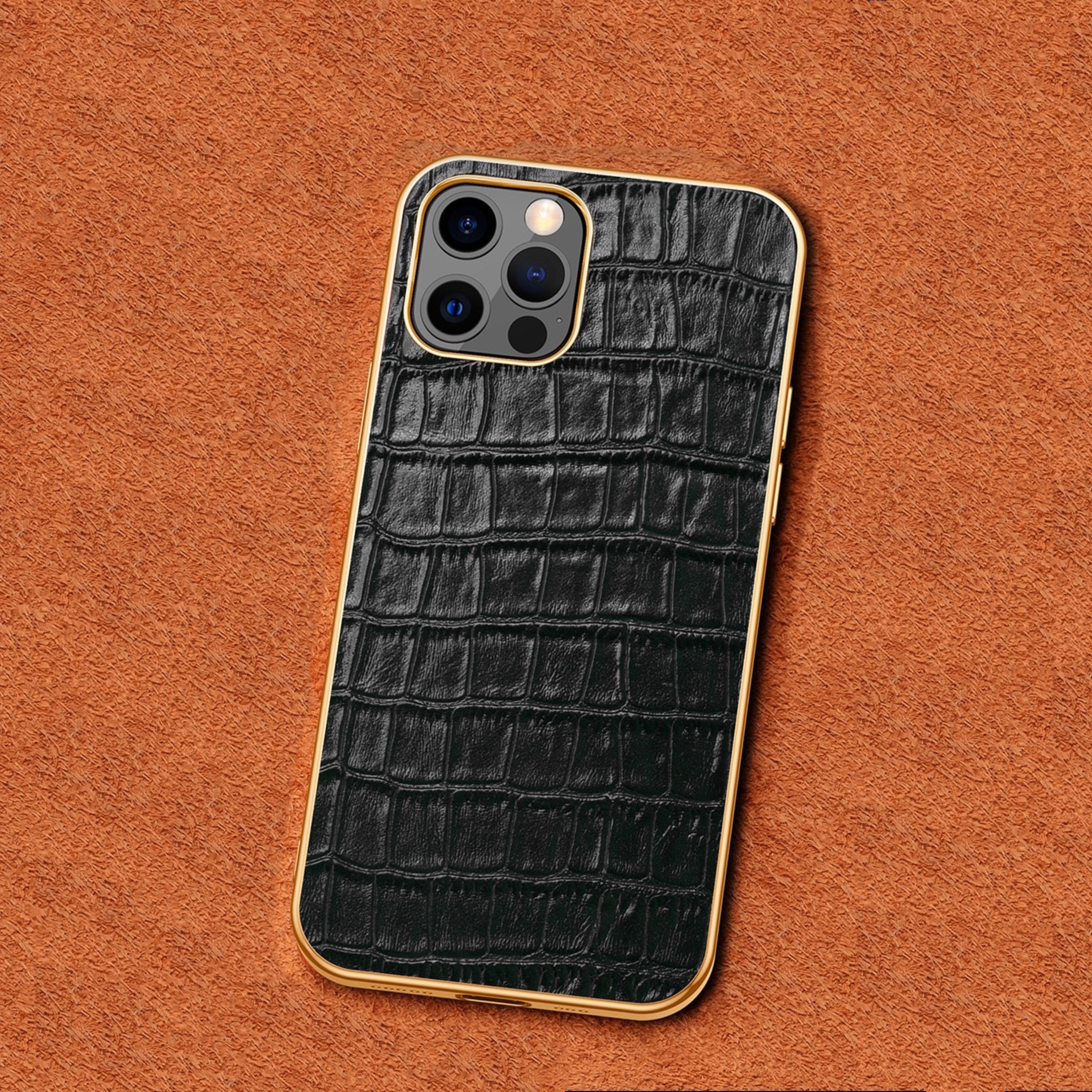Gold Electroplated Premium Leather Cover for iPhone 11