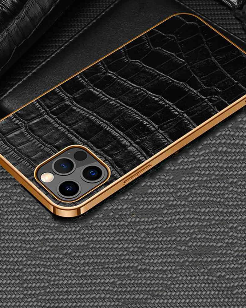 Gold Electroplated Premium Leather Luxury Case for iphone