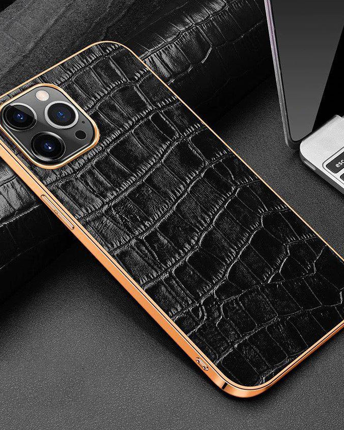 Gold Electroplated Leather Case for iphone
