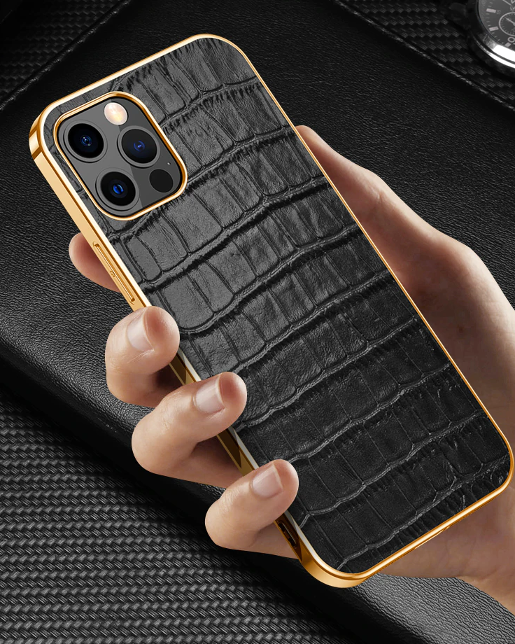 Gold Electroplated Premium Leather Luxury Cover for iPhone 11