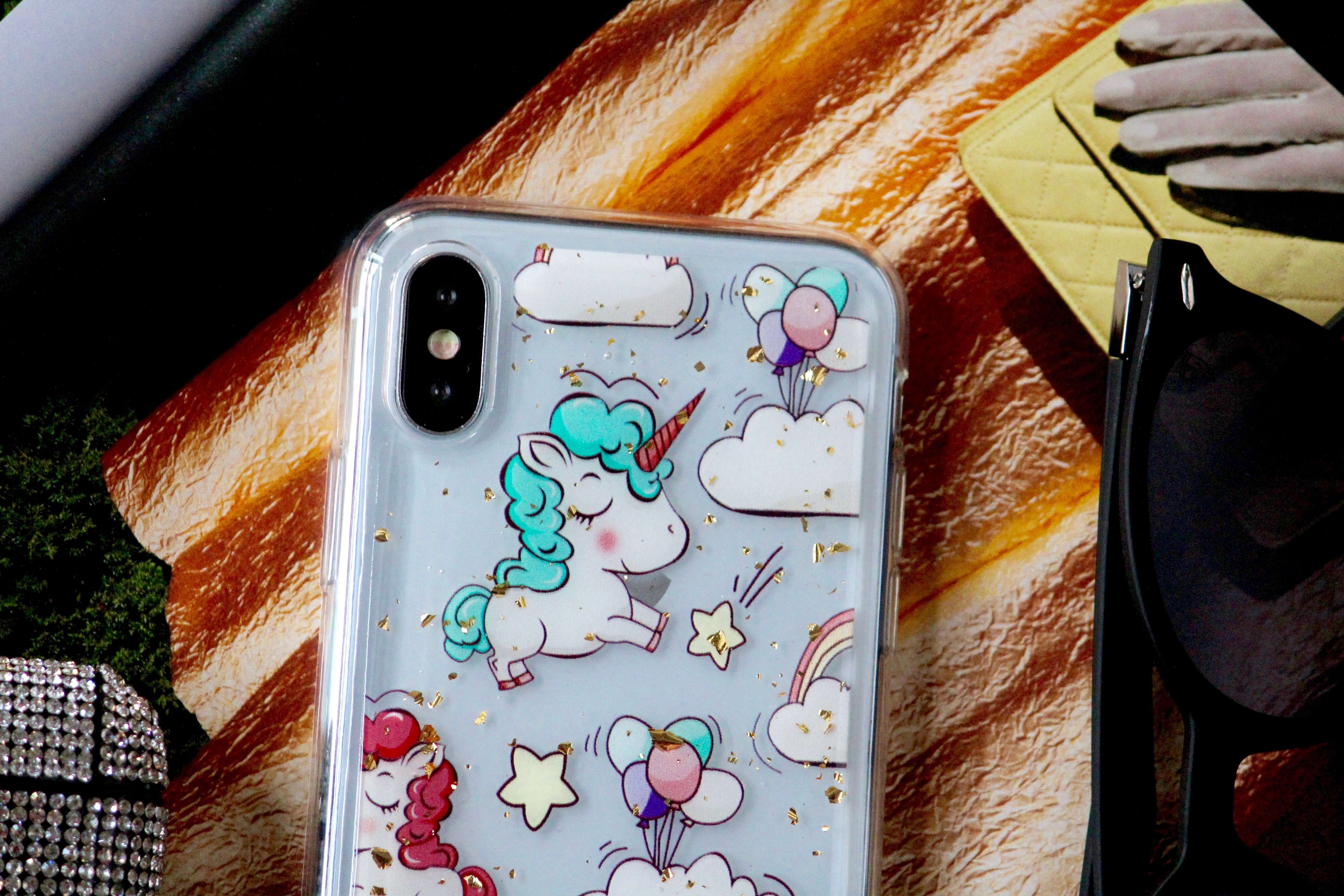 Gold Foil Cute Unicorn Transparent Cover iPhone cover – JustAndBest India