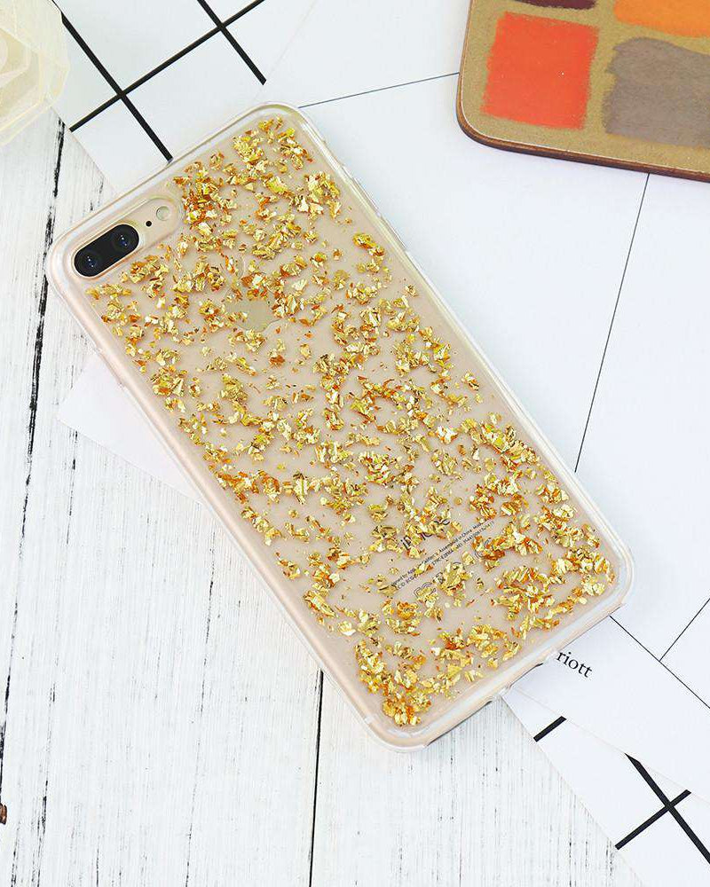 Gold Foil Sequin Transparent Case