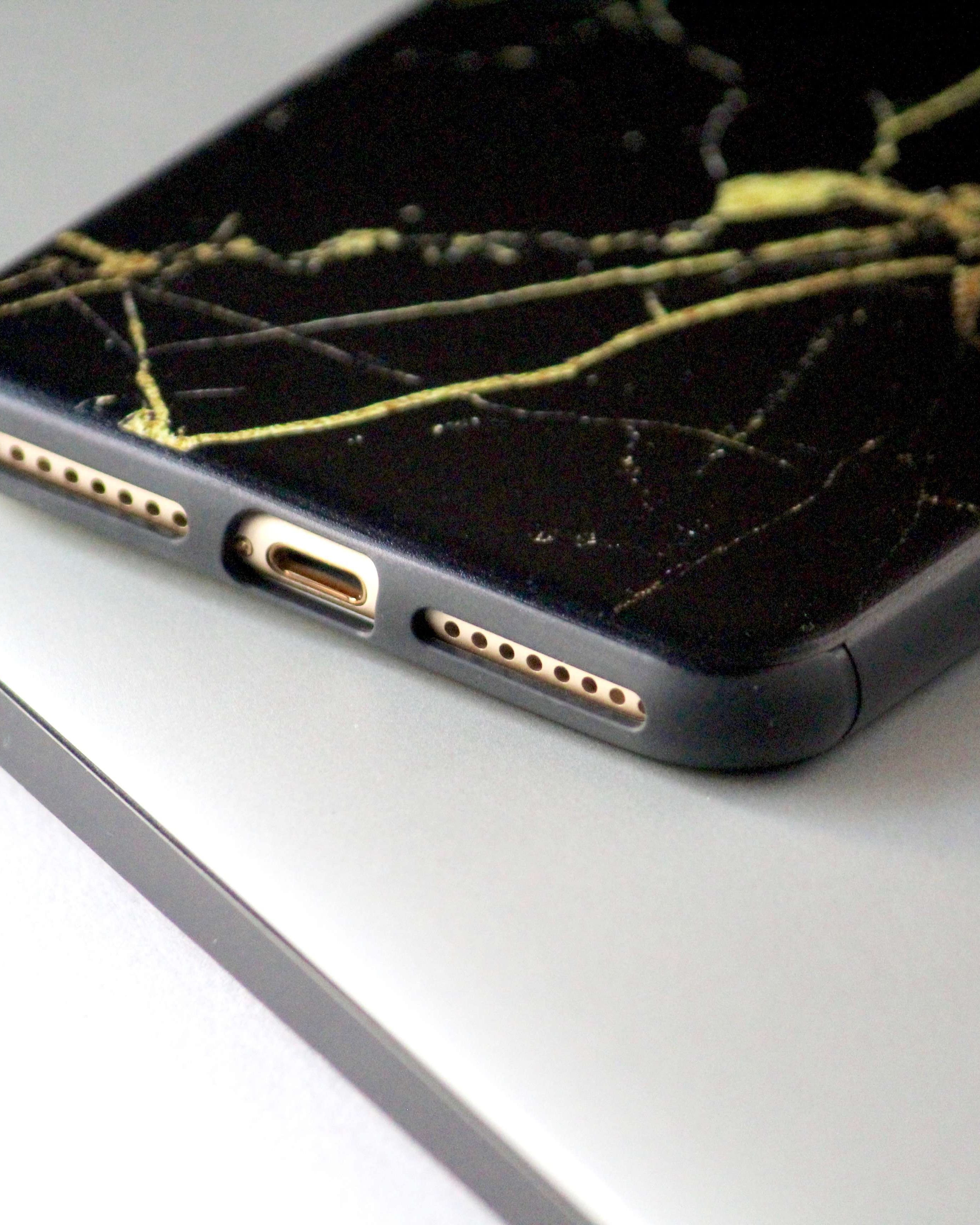 black silicon marble pattern iphone case
