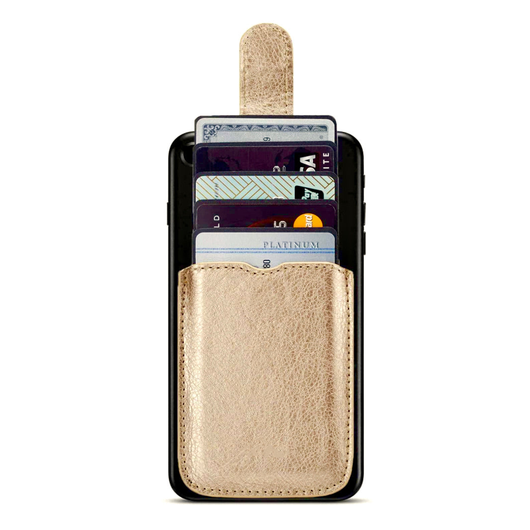 Gold Multi Card Holder Leather Premium Phone Wallet – phone accessory by JustAndBest India