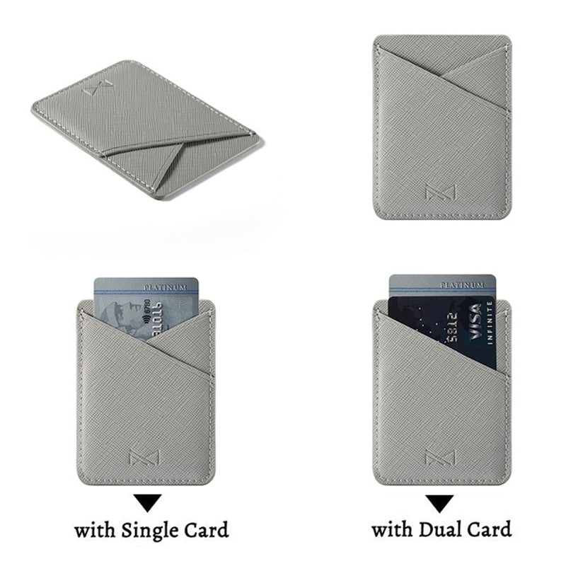 Grey Dual Card Holder Leather Phone Wallet – phone accessory by JustAndBest India