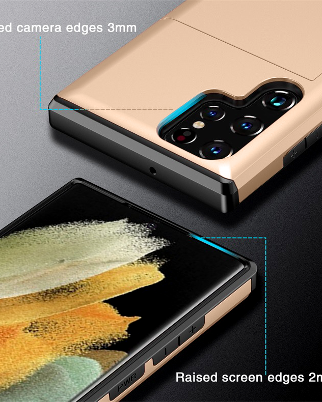 Gold Dual Layer Card Holder Shockproof Case – phone accessory by JustAndBest India