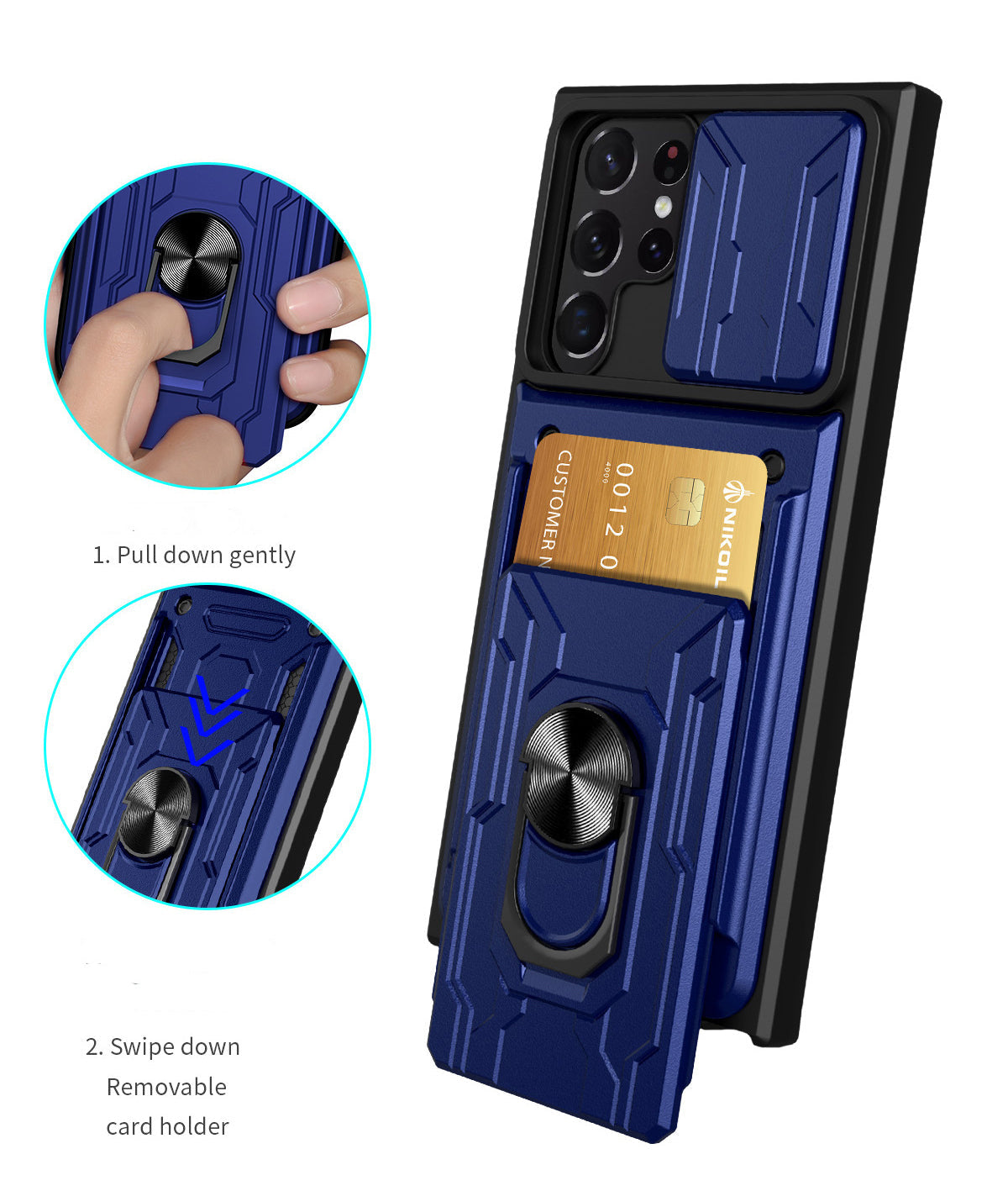 Card Holder Dual Layer Lens Protector Ring Holder Cover – phone accessory by JustAndBest India