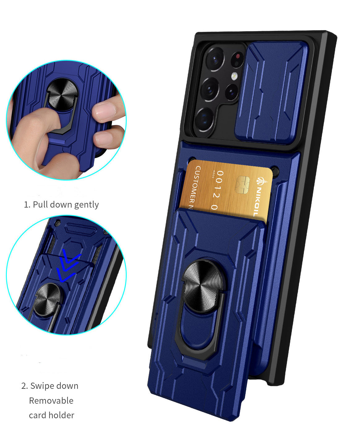 Card Holder Dual Layer Lens Protector Ring Holder Cover – phone accessory by JustAndBest India