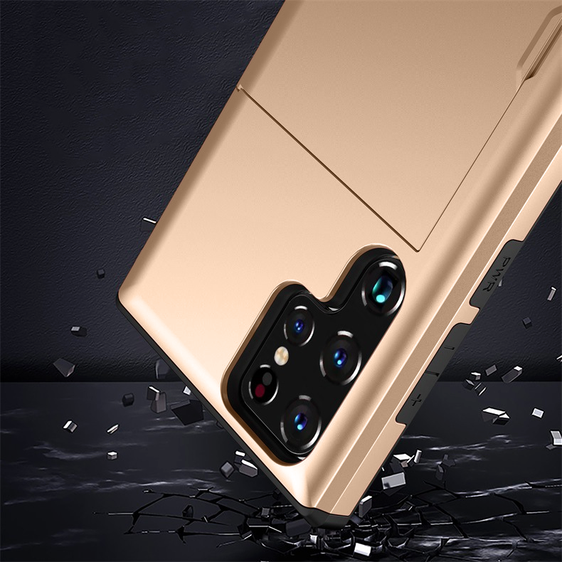 Gold Dual Layer Card Holder Shockproof Case – phone accessory by JustAndBest India