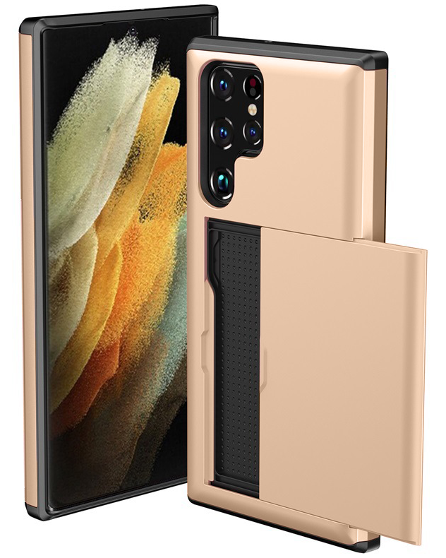 Gold Dual Layer Card Holder Shockproof Case – phone accessory by JustAndBest India