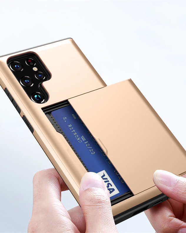 Gold Dual Layer Card Holder Shockproof Case – phone accessory by JustAndBest India