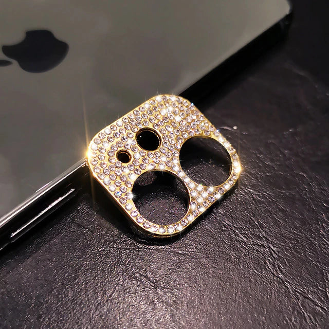 Golden Diamond Stones iPhone Camera Lens Protector – phone accessory by JustAndBest India