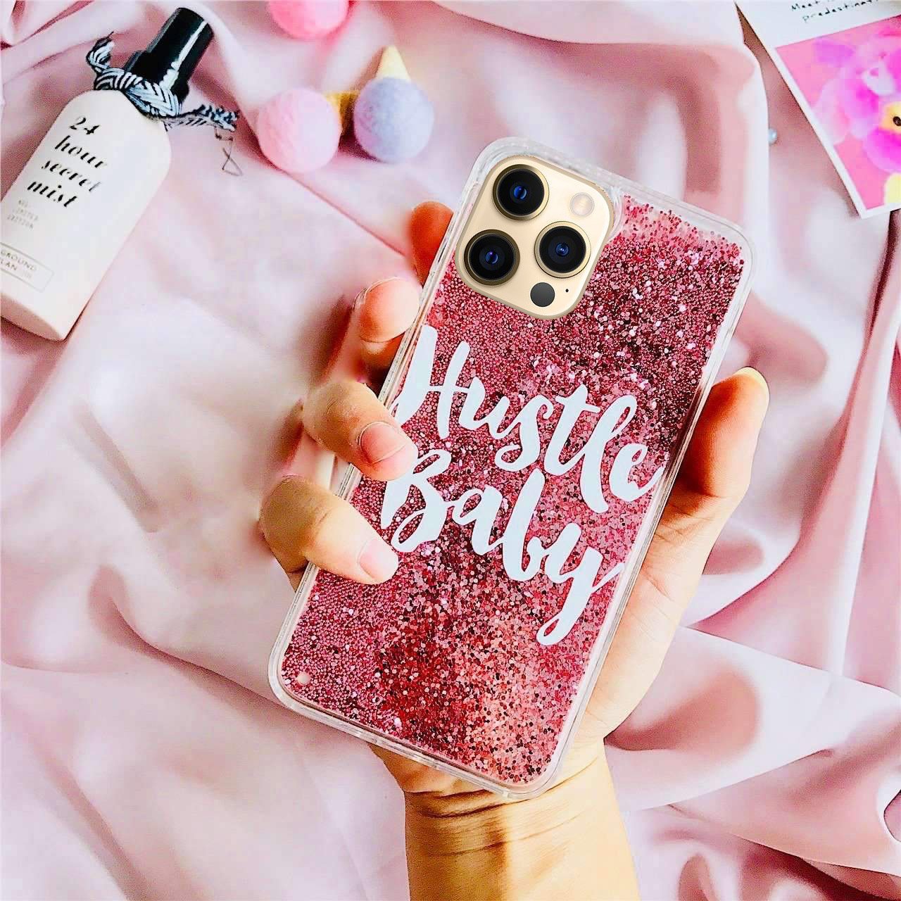 Hustle Baby Glitter Quicksand Case iPhone cover – JustAndBest India