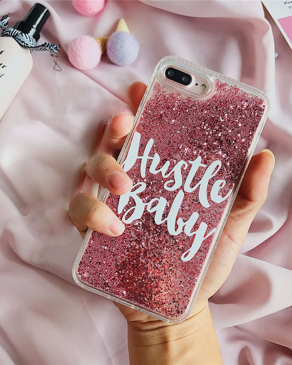 Hustle Baby Glitter Quicksand Case iPhone XS