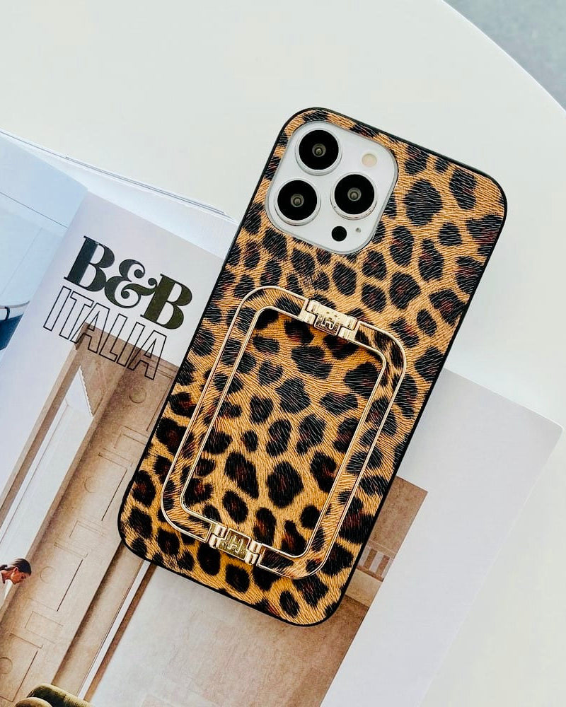 Classy Leopard Style Gold Buckle Holder Case – phone accessory by JustAndBest India