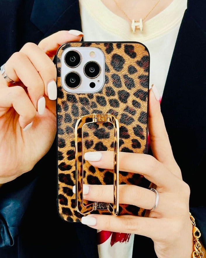 Classy Leopard Style Gold Buckle Holder Case – phone accessory by JustAndBest India