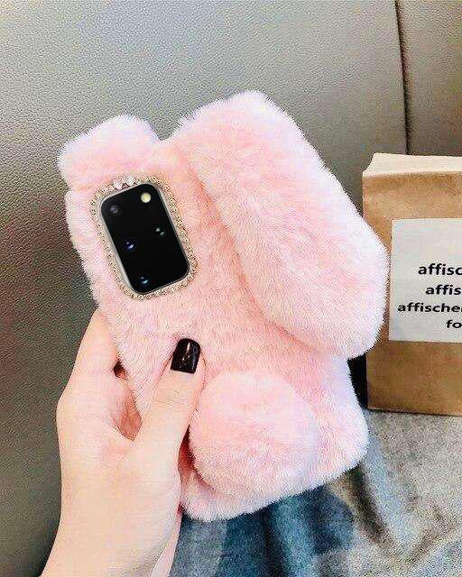 Luxury Bunny Rabbit Fur Plush Samsung Galaxy S20 Ultra Cover