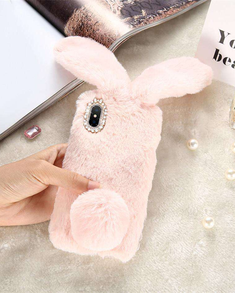 Luxury Bunny Rabbit Fur Plush Case for iPhone XR / XS / X