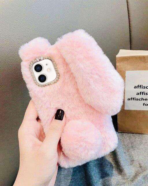 Luxury Bunny Rabbit Fur Plush Case for iphone