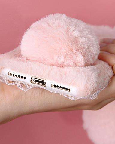 Pink Rabbit Fur Cover for Samsung Note 20 Ultra