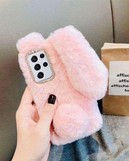 Luxury Bunny Rabbit Fur Cover for Samsung S21 series
