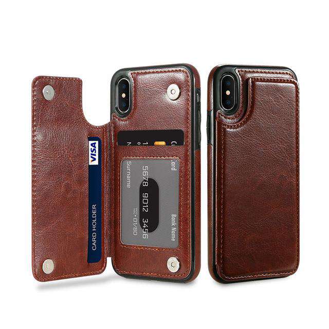 Luxury Wallet Style Premium Leather Case iPhone cover – JustAndBest India