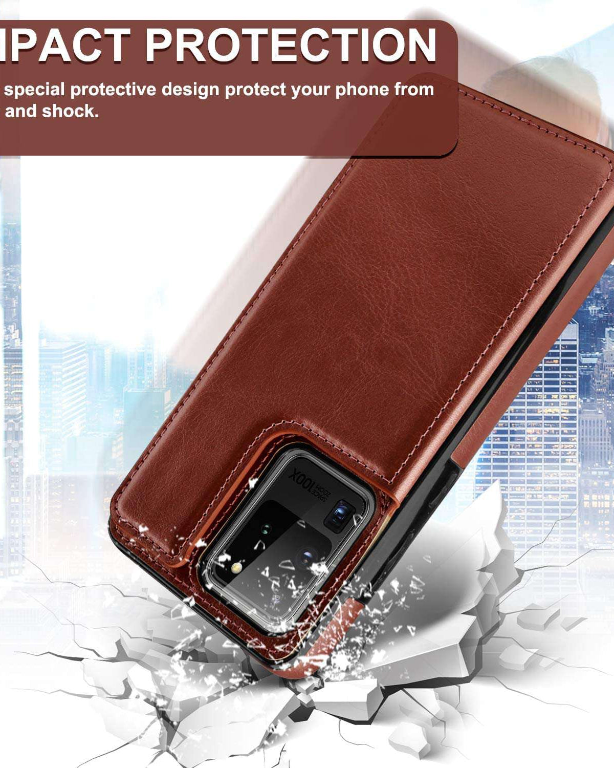 Wallet Style Leather Cover for Galaxy S21 Ultra