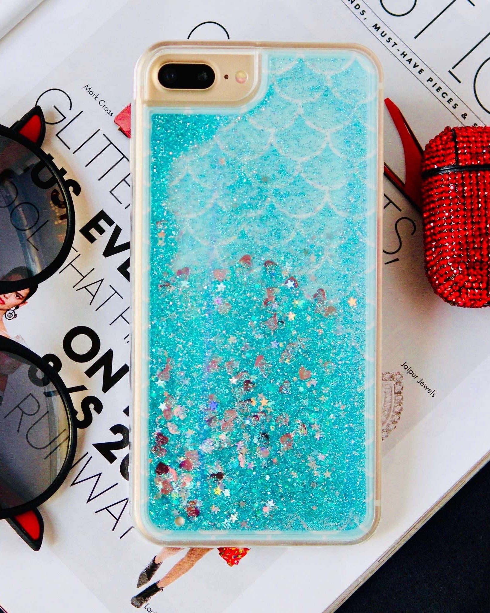 blue glitter iphone 7 covers