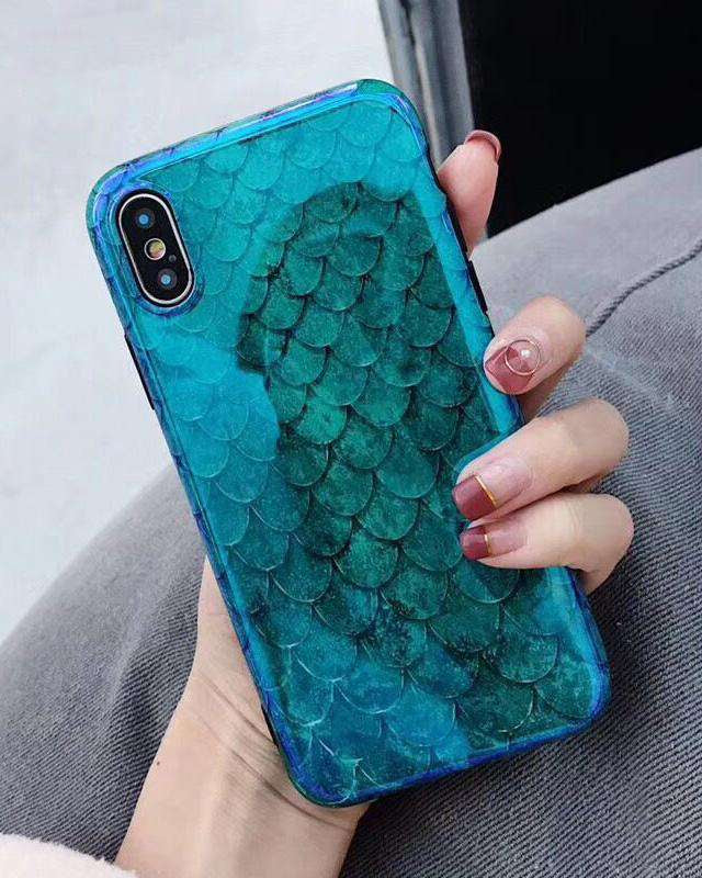 shiny blue scale cover for iphone