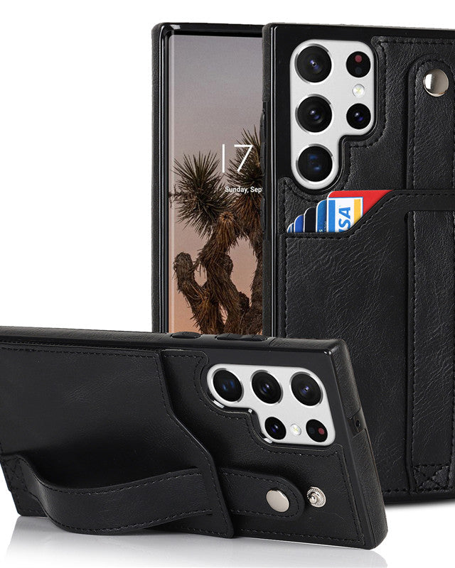 Premium Leather Wallet Style Hand Strap Case iPhone cover – JustAndBest India