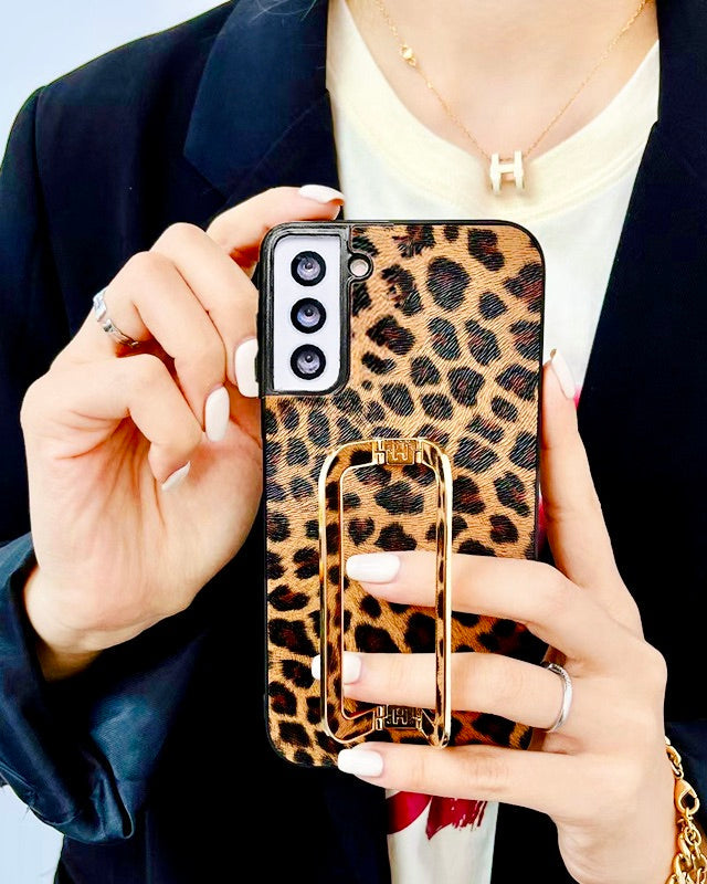 Classy Leopard Style Gold Buckle Holder Case – phone accessory by JustAndBest India