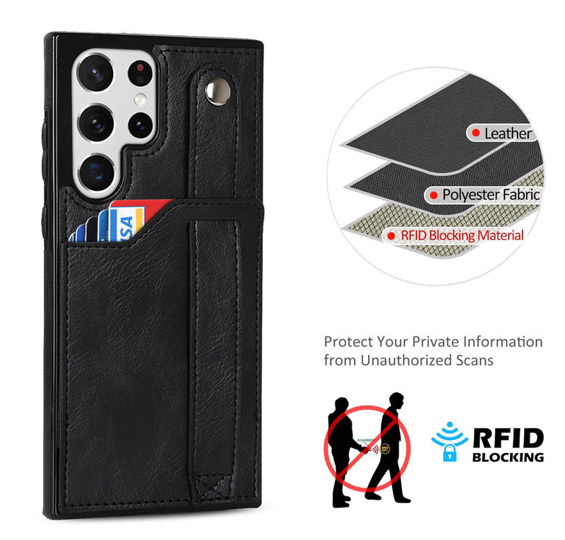 Premium Leather Wallet Style Hand Strap Case iPhone cover – JustAndBest India